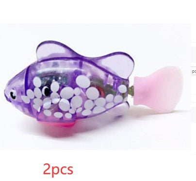 Cat Interactive Electric Fish Water Toy For Indoor Play Swimming Robot Fish Toys For Cat Dog Pet Baby Swimmer Bath Robofish Toys Spot purple 2PCS