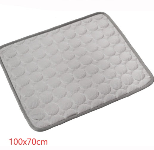 Pet Dog Cat Ice Silk Cold Nest Pad For Cooling In Summer Gray 102X70cm