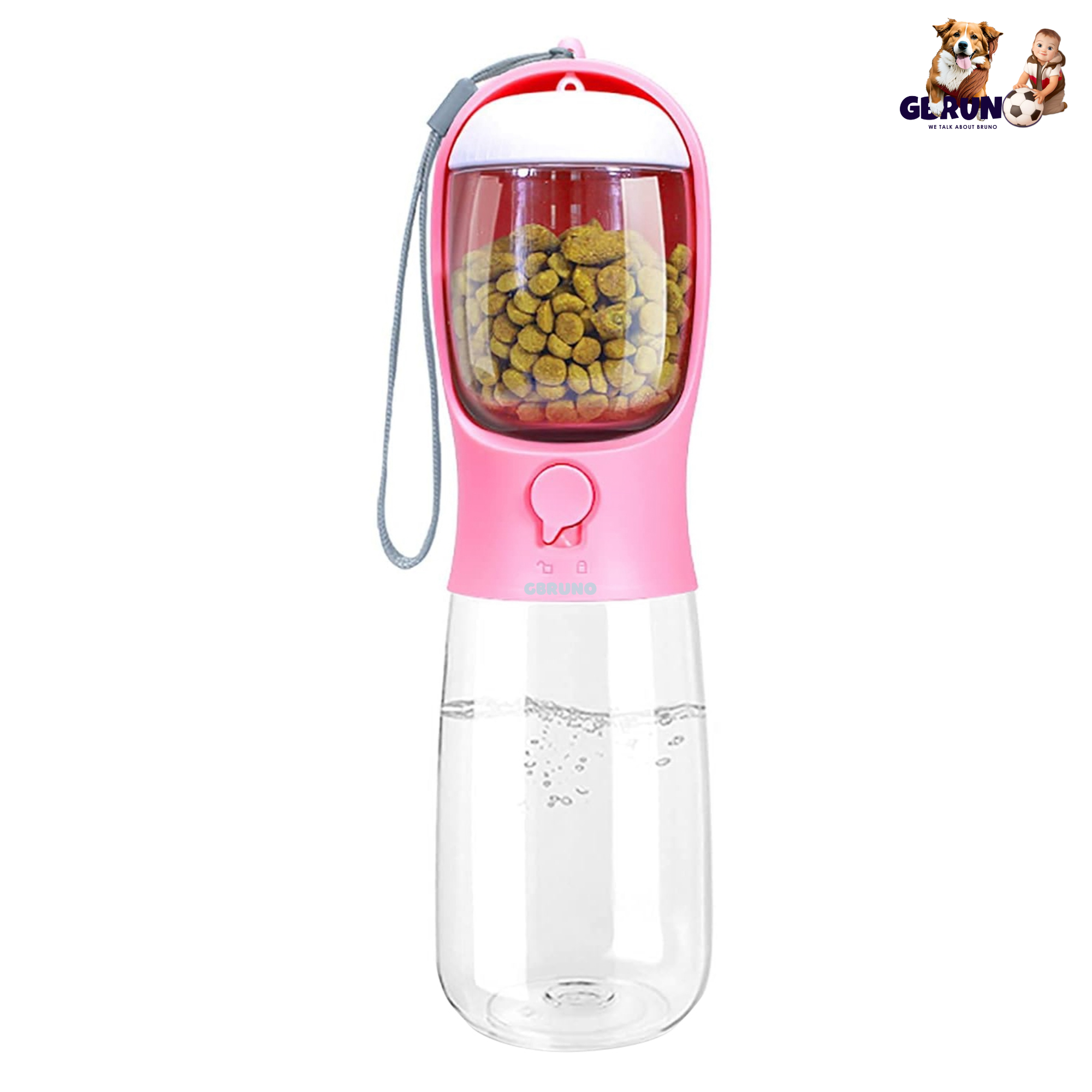 18.6OZ Portable Dog Water Bottle Pet Water Dispenser with Detachable Food Container Leak-Proof Lock Design for Dog Walking Traveling Hiking Outdoor Ac