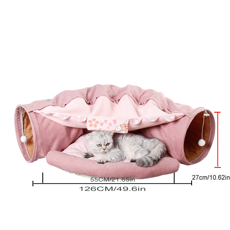 Pet Cats Tunnel Toy Interactive Play Toy Pink