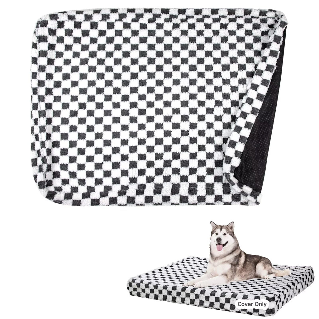 Paw Legend Large Dog Bed Covers with Zipper 44"x32"x4" Replacement Washable Removable Pet Bed Covers for Dog Soft Plush Dark Grey Cover Only