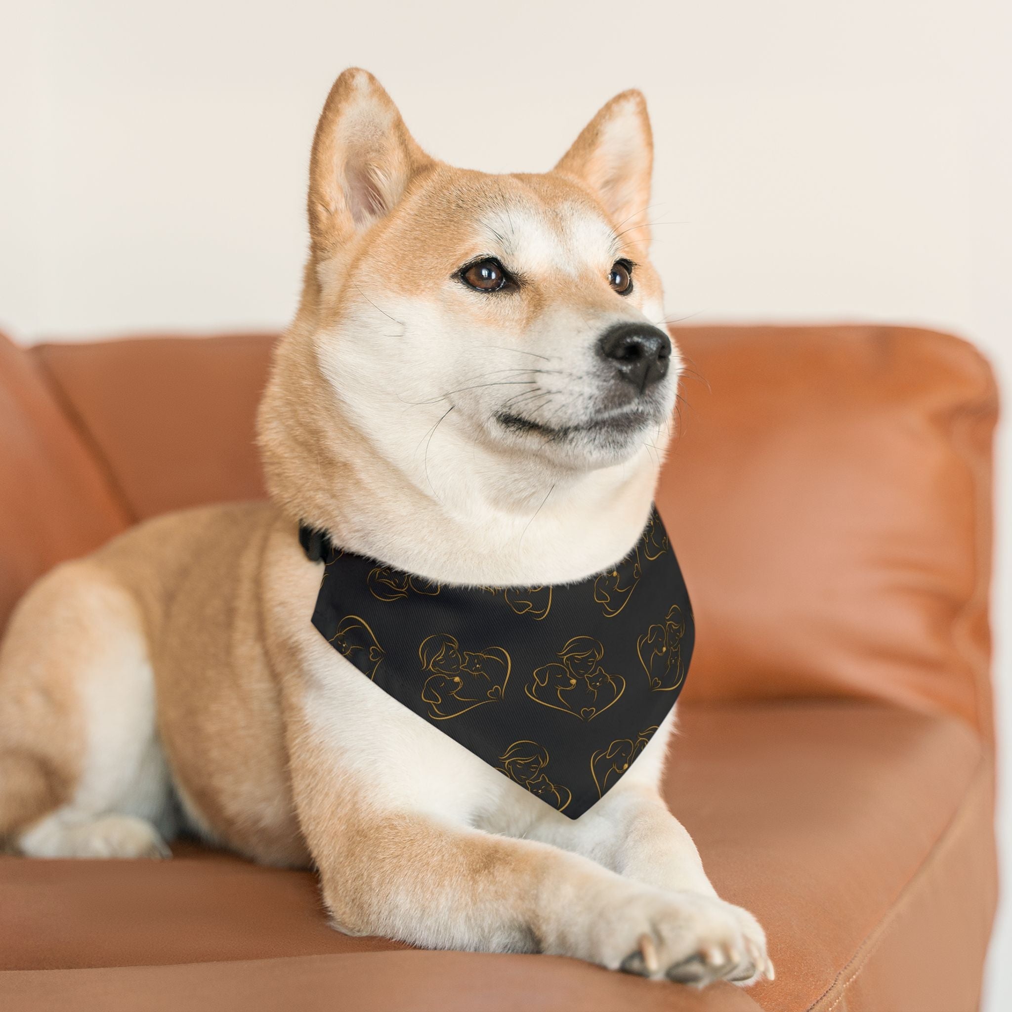 Love Line Art Dog Bandana – Person, Dog & Cat Design