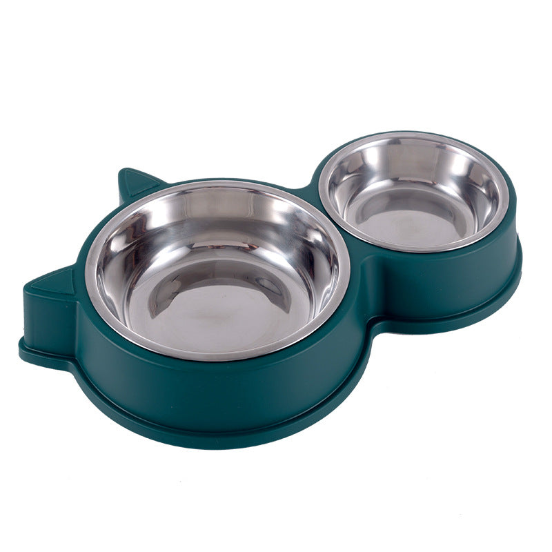 Dogs And Cats Anti-tumble Double Bowl Automatic Drinking Pet Supplies Cat Ear Green