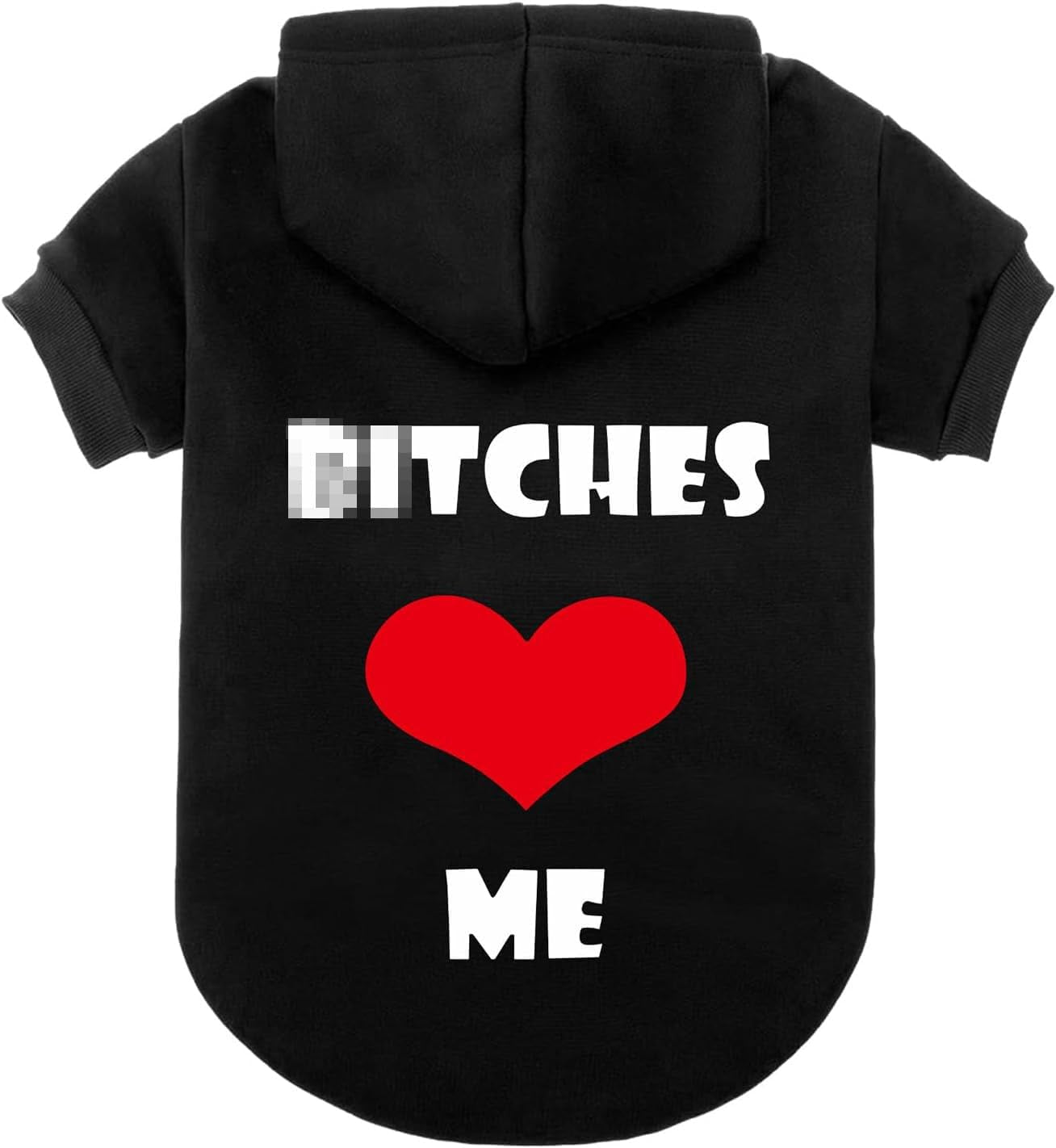 Dog Hoodie Sweatshirt with Leash Hole Warm Pet Clothes XS-XXL Dogs Black(B Love Me) Small