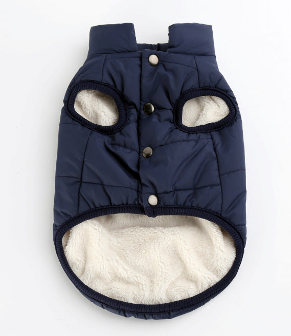 Pet clothing dog clothing warm waterproof outdoor pet supplies Navy Blue