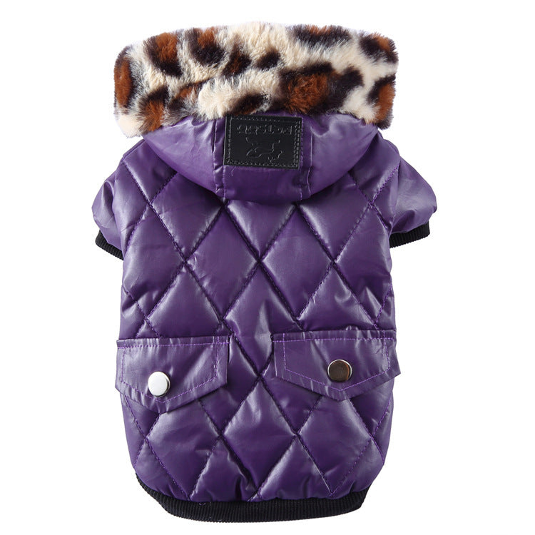 Zippered Cotton Padded Clothes For Pets Purple A