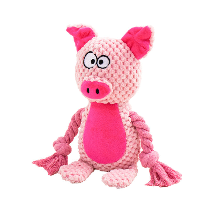 Pet Plush Sound Cotton Rope Toys Interactive Tug Of War Training Item Creative Dog Toy Pet Training Dog Supplies Pig