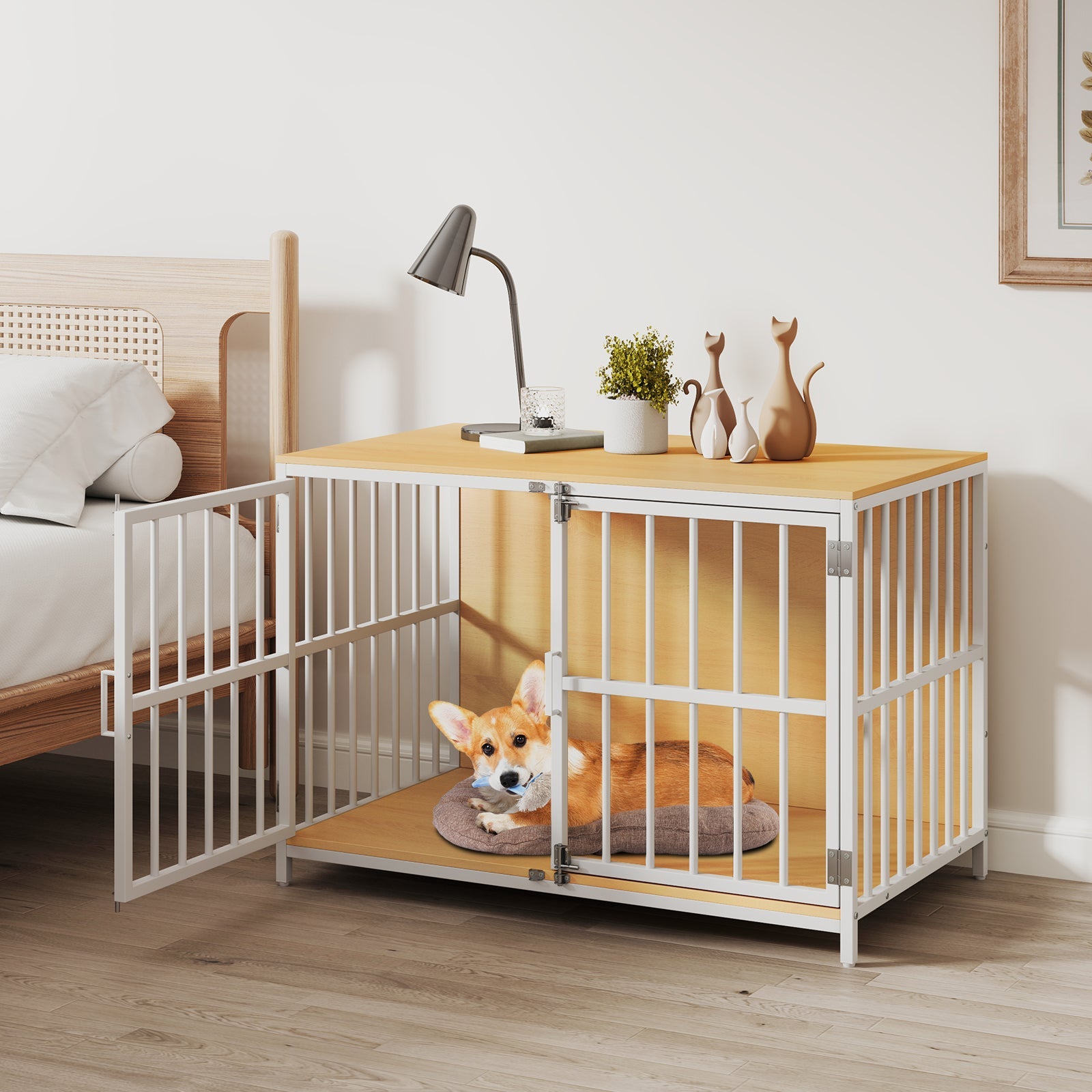 40 Inch Dog Crate Furniture Dog Kennel with Dual Lockable Double Doors