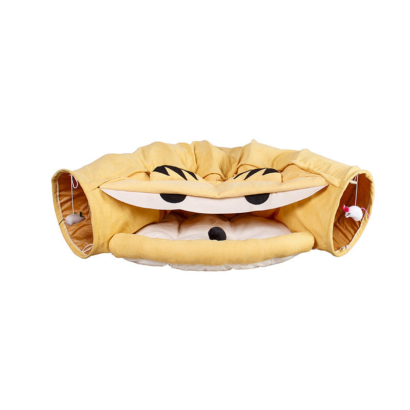 Pet Cats Tunnel Toy Interactive Play Toy Yellow