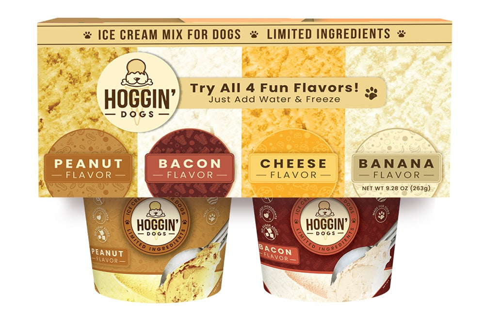 Ice Cream Mix for Dogs -4 Pack (Banana, Cheese, Bacon & Peanut Butter) 4 pack (Bacon, Banana, Cheese, Peanut)