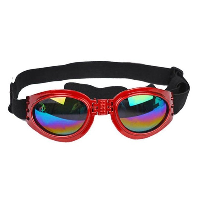 Dog Sunglasses Foldable Medium Size Waterproof Goggles UV Protection Glasses For Pets Red
