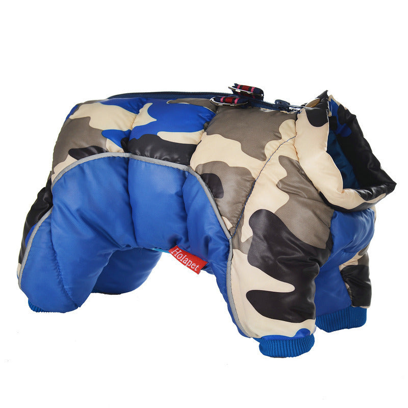 Winter Pet Dog Clothes Super Warm Jacket Thicker Cotton Coat Waterproof Small Dogs Pets Clothing For Puppy Dark blue camouflage