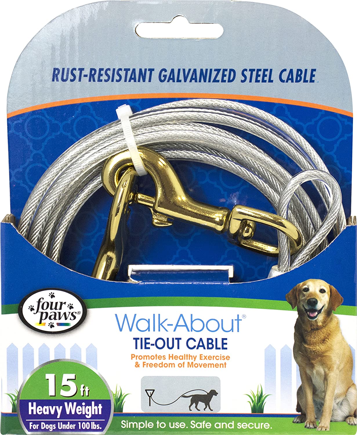 Tie Out Cable - Haevy Duty 15 ft Heavy Weight
