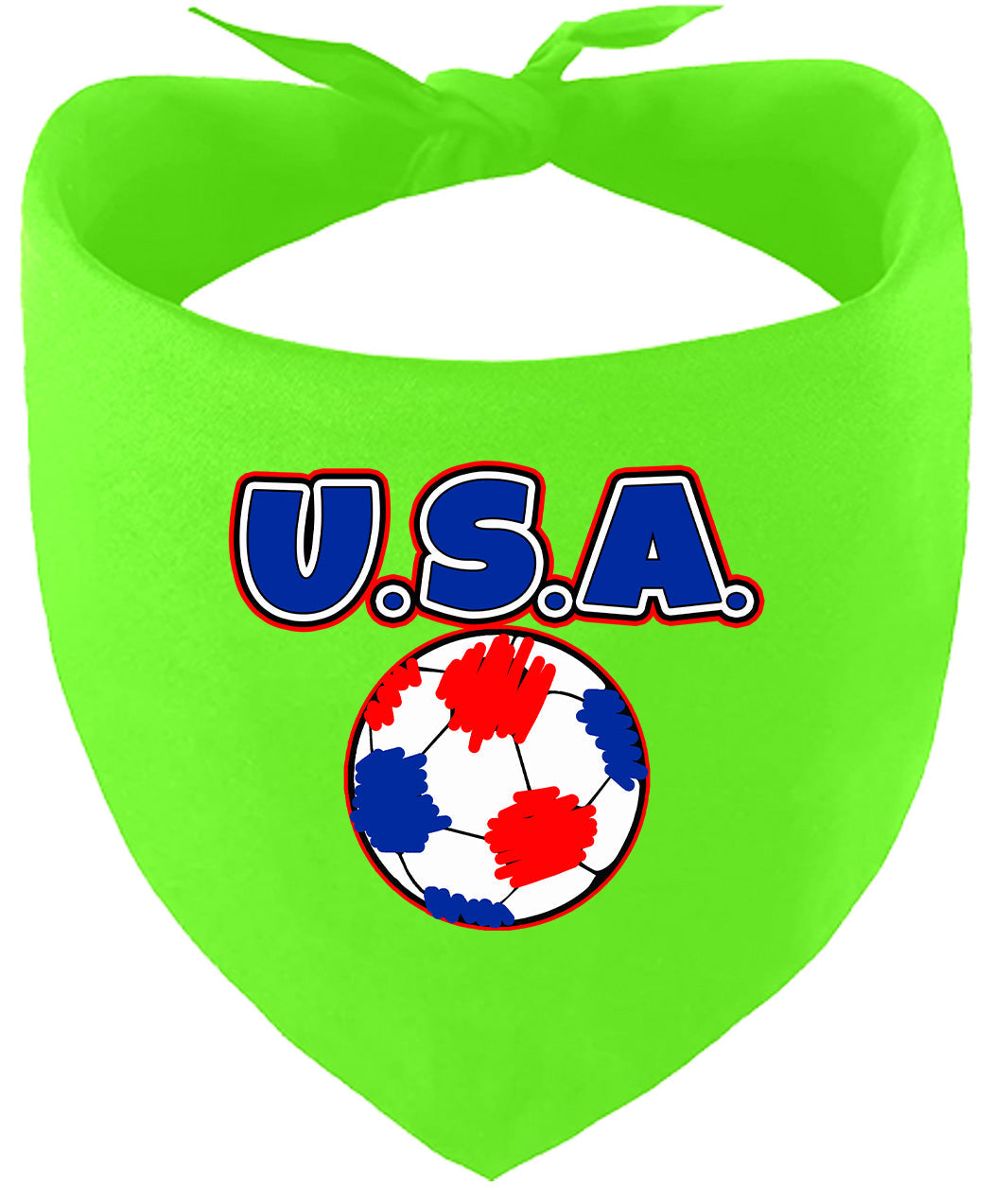 USA Soccer Pet Bandana Lime Green