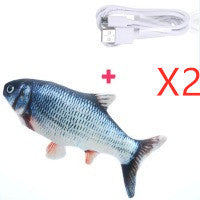Electric Funny Cat Simulation Fish Beating Usb Jumping Cat Toy Grass carp x2