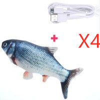 Electric Funny Cat Simulation Fish Beating Usb Jumping Cat Toy Grass carp x4