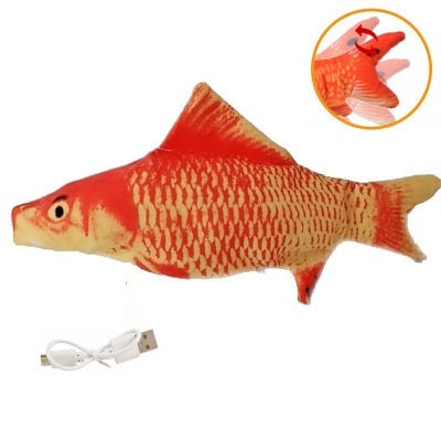 Electric Funny Cat Simulation Fish Beating Usb Jumping Cat Toy Red fish