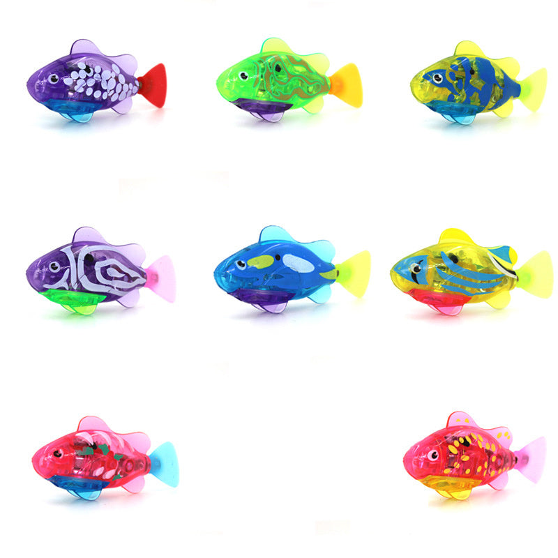 Cat Interactive Electric Fish Water Toy For Indoor Play Swimming Robot Fish Toys For Cat Dog Pet Baby Swimmer Bath Robofish Toys 8 random with lights 1PC