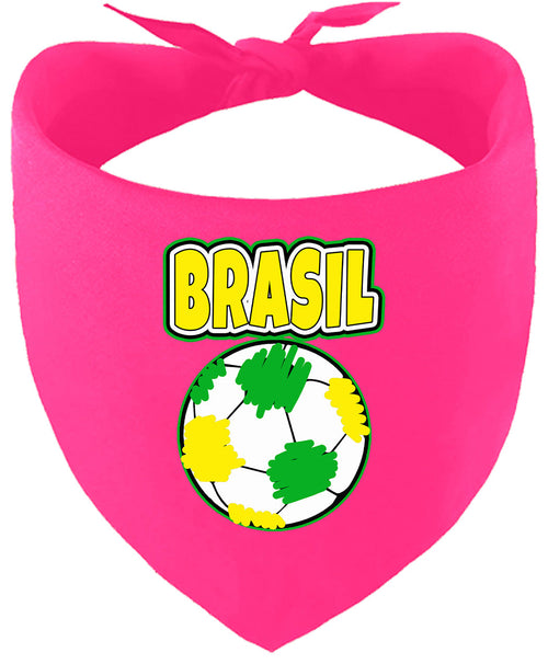 Brazil Soccer Pet Bandana Bright Pink