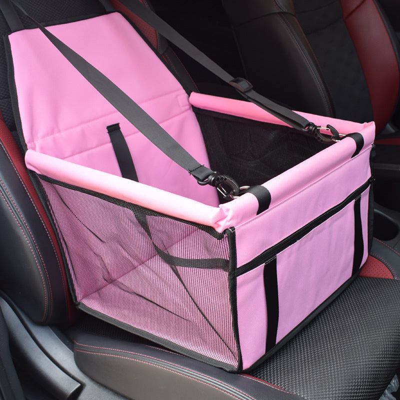 Dog Safety Mesh Travel Carrier Basket Pink