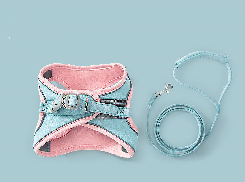 Cat Traction Rope Chest Strap To Prevent Breaking Free Pets Cat Strap Pink blue