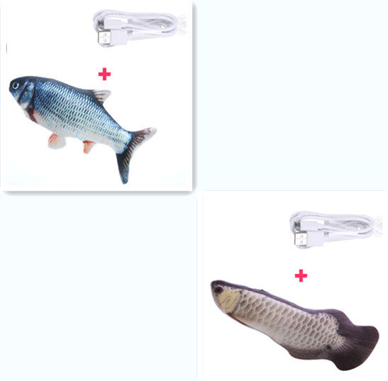 Electric Funny Cat Simulation Fish Beating Usb Jumping Cat Toy 2style set1