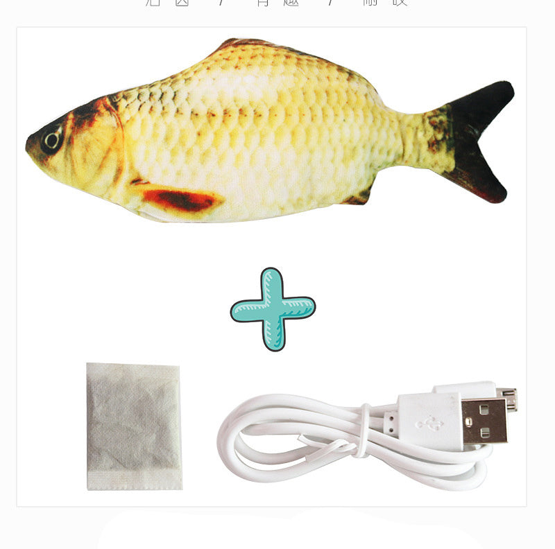 Electric Funny Cat Simulation Fish Beating Usb Jumping Cat Toy Grass carp with fish food