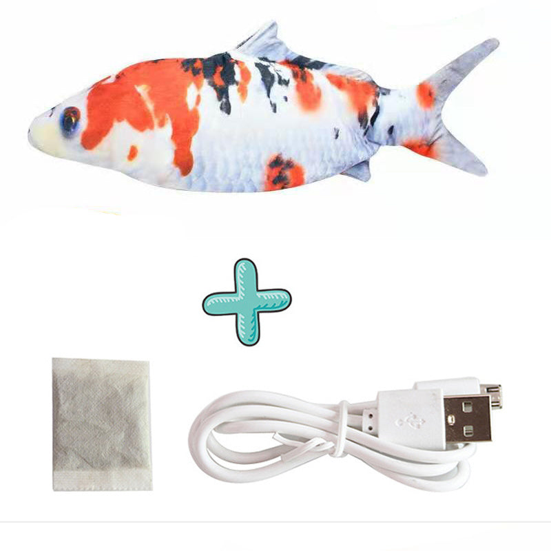 Electric Funny Cat Simulation Fish Beating Usb Jumping Cat Toy Flower koi hairtail food