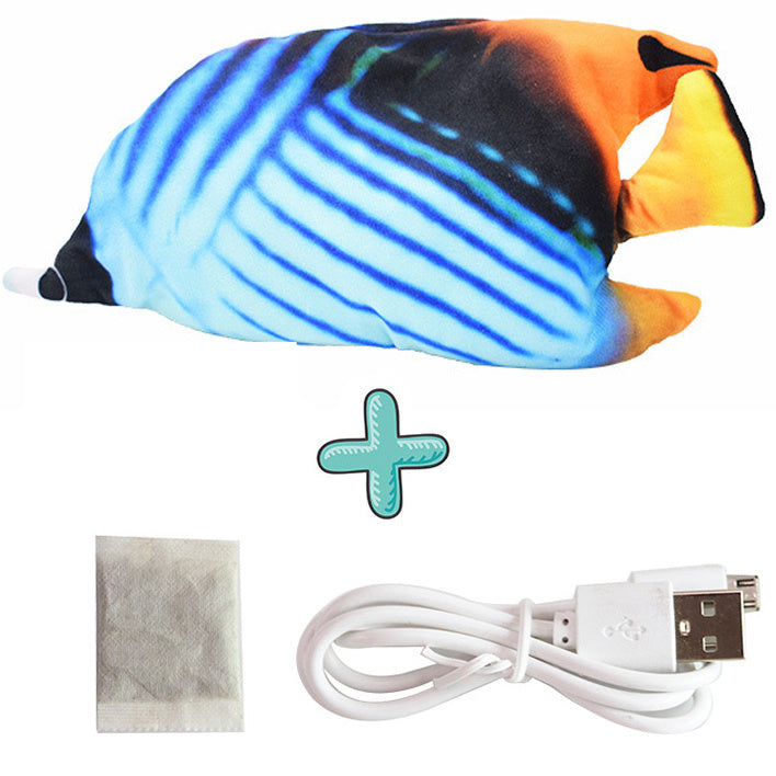 Electric Funny Cat Simulation Fish Beating Usb Jumping Cat Toy Butterfly fish with fish food