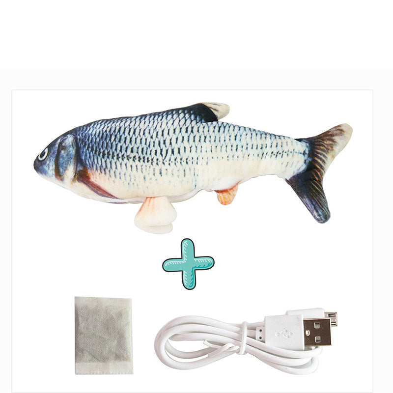 Electric Funny Cat Simulation Fish Beating Usb Jumping Cat Toy Crucian with fish food