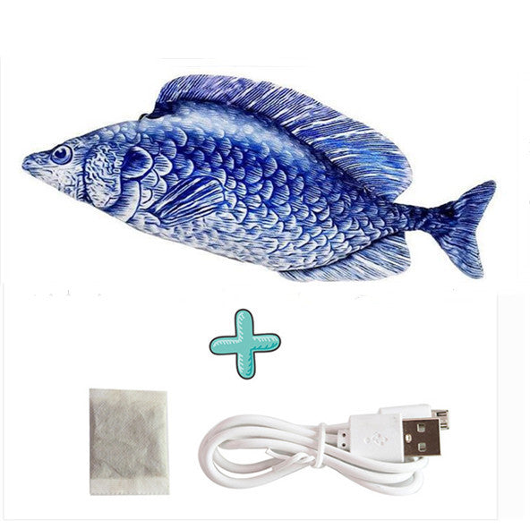 Electric Funny Cat Simulation Fish Beating Usb Jumping Cat Toy Tiger head fish with fish food
