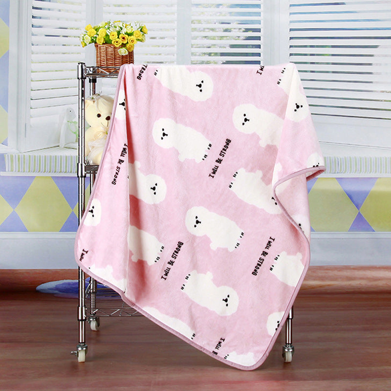 Pet Quilt Warm Blanket Coral Fleece Antifreeze Autumn And Winter Pets Pink dog 100x75cm
