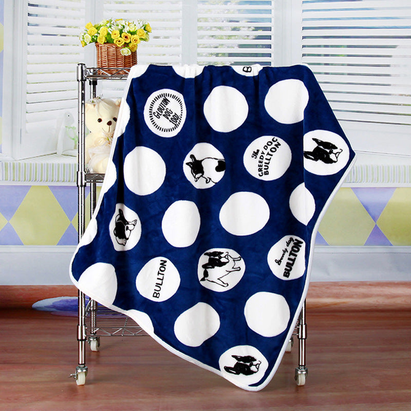 Pet Quilt Warm Blanket Coral Fleece Antifreeze Autumn And Winter Pets Blue bullfight 100x75cm