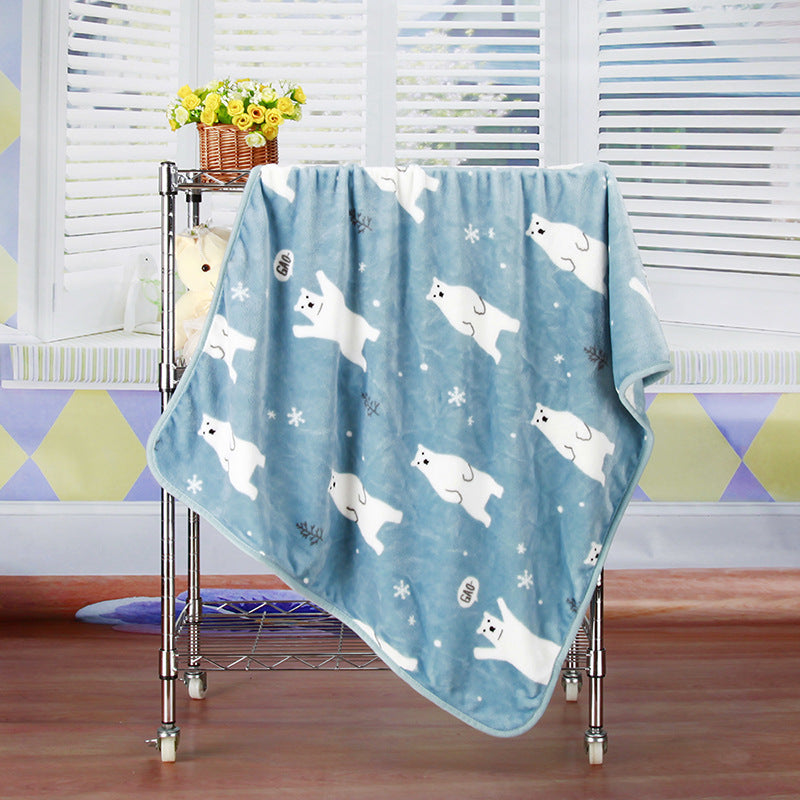 Pet Quilt Warm Blanket Coral Fleece Antifreeze Autumn And Winter Pets Blue bear 100x75cm