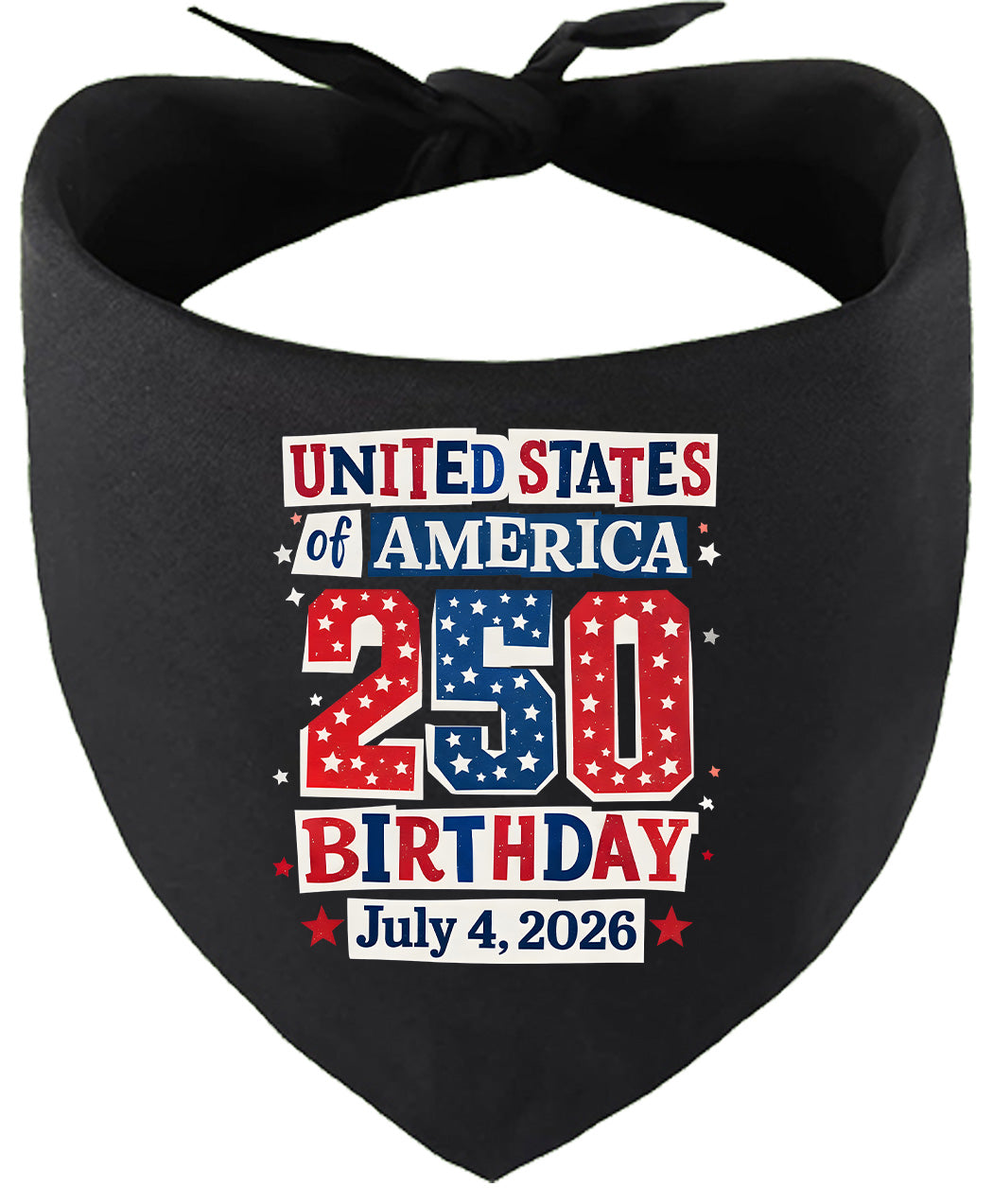 USA 250th Birthday Pet Bandana Black