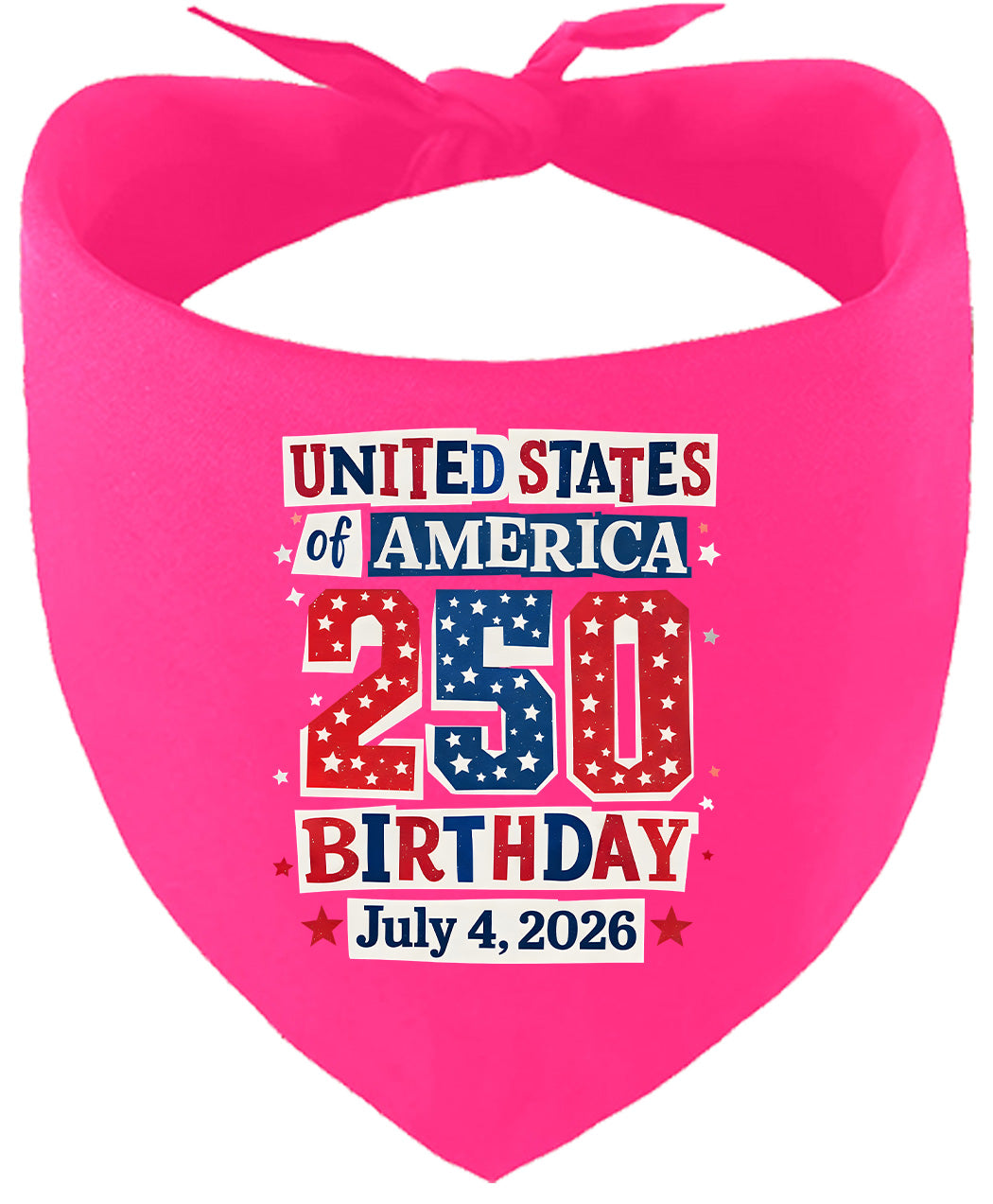 USA 250th Birthday Pet Bandana Bright Pink