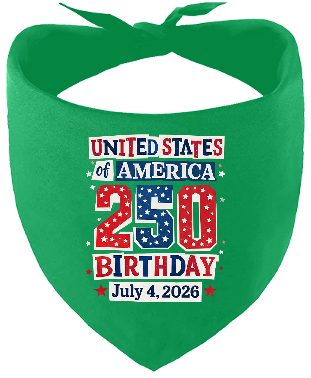 USA 250th Birthday Pet Bandana Emerald Green