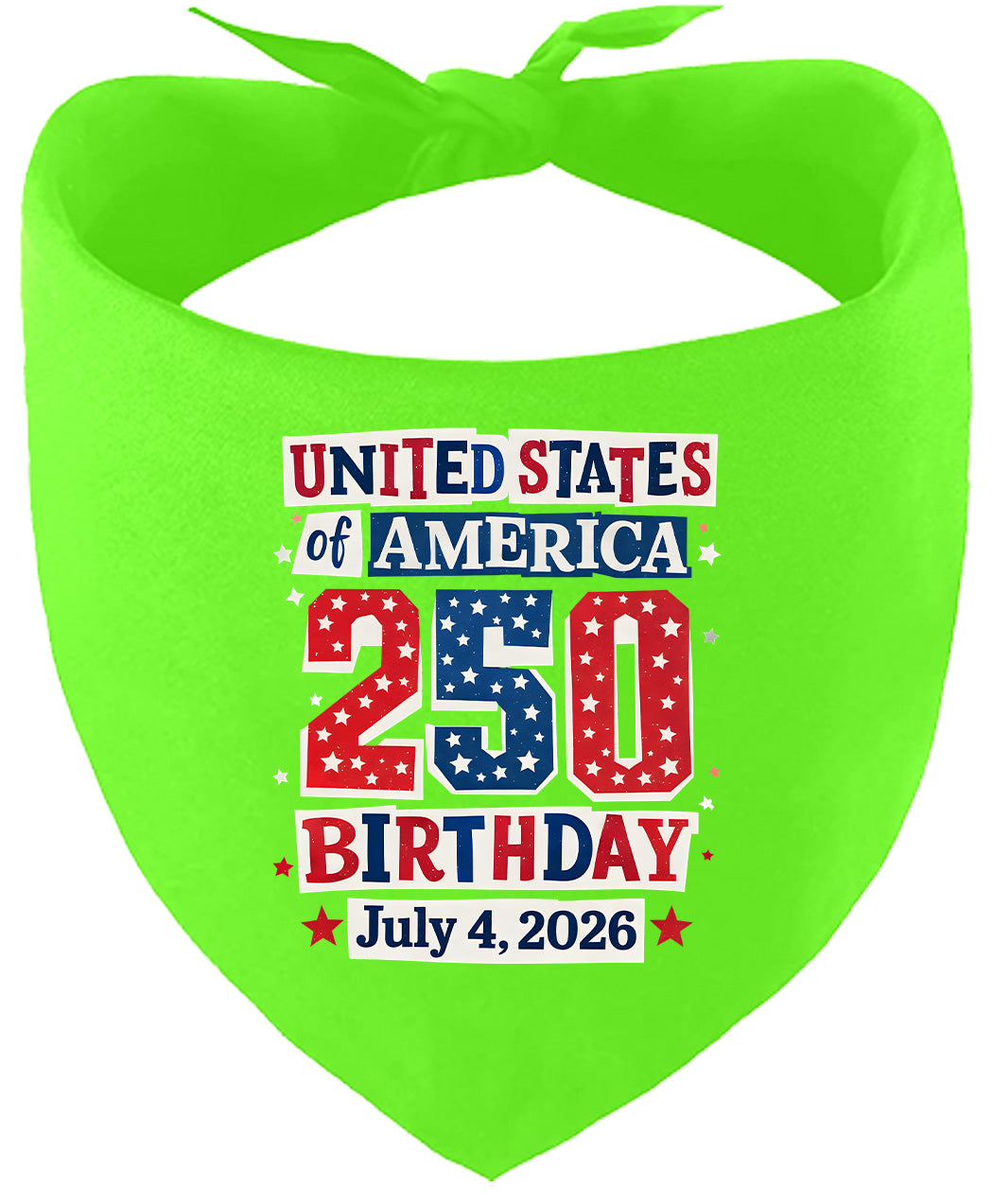 USA 250th Birthday Pet Bandana Lime Green