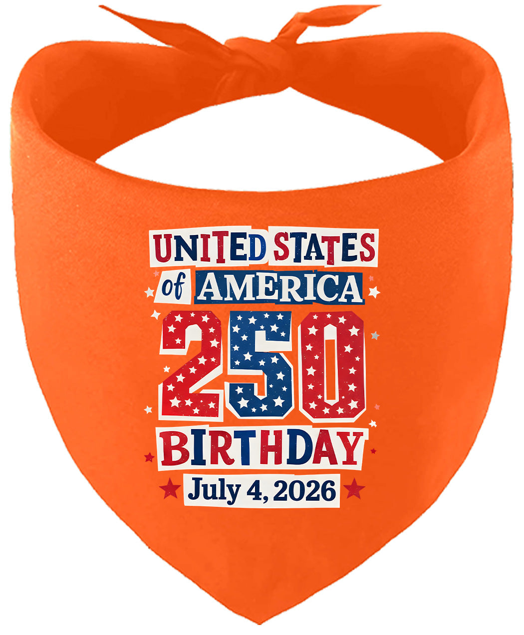 USA 250th Birthday Pet Bandana Orange