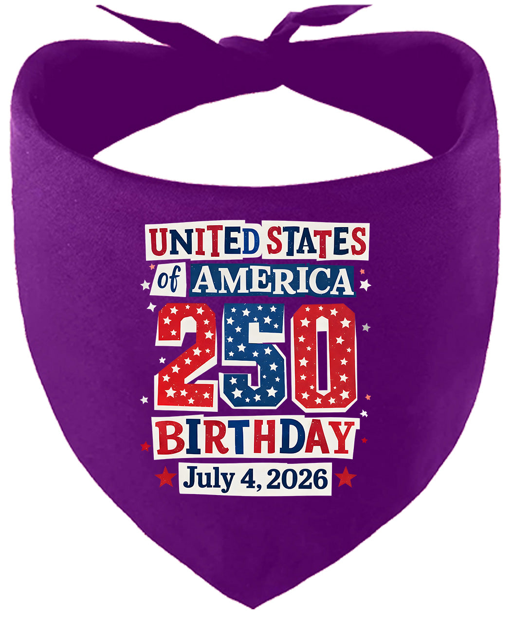USA 250th Birthday Pet Bandana Purple