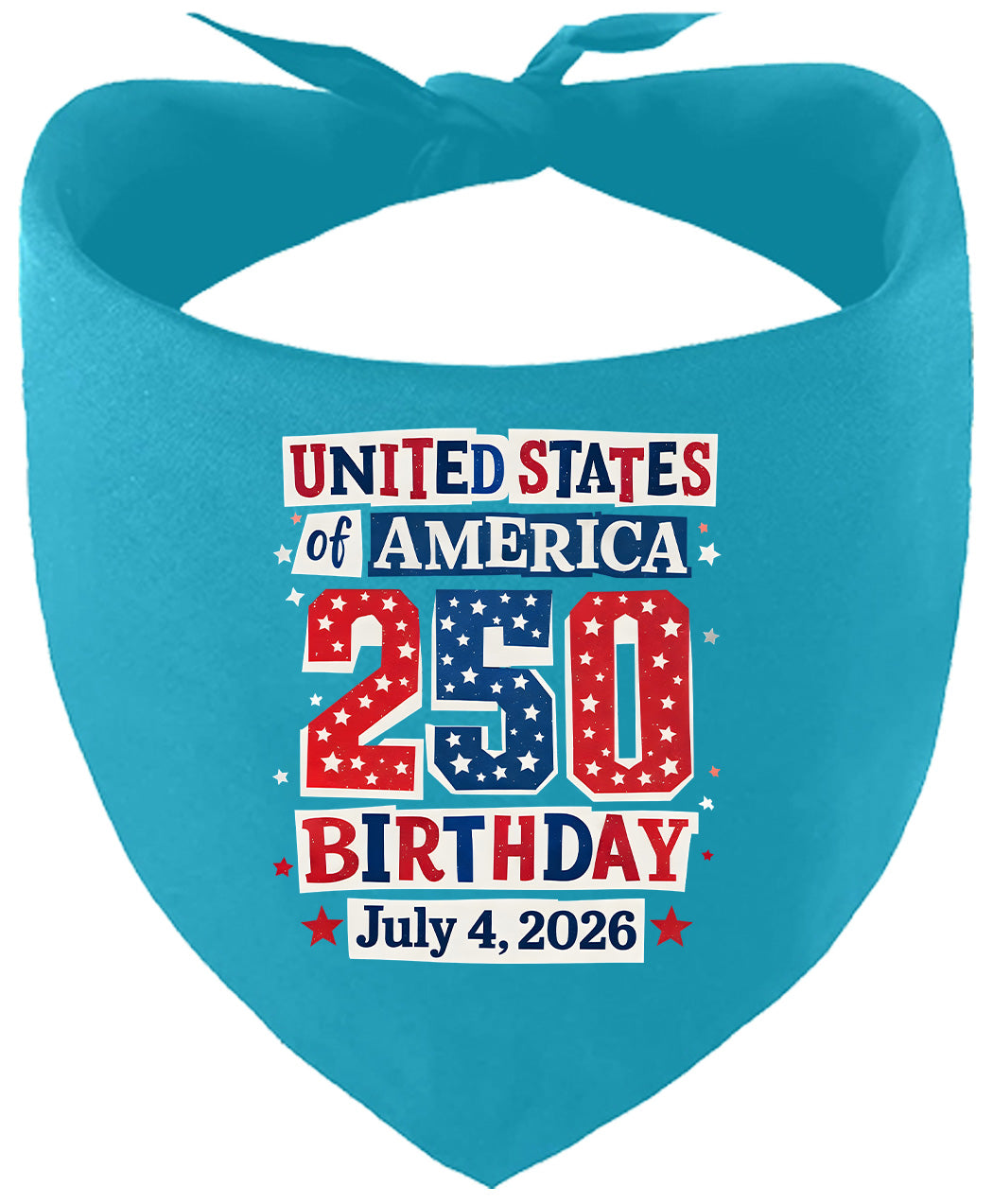 USA 250th Birthday Pet Bandana Turquoise