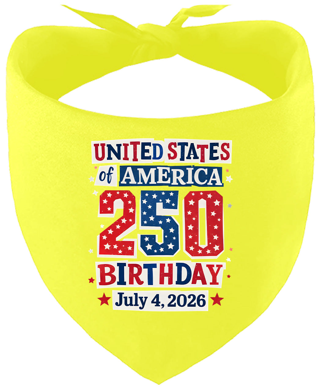 USA 250th Birthday Pet Bandana Yellow