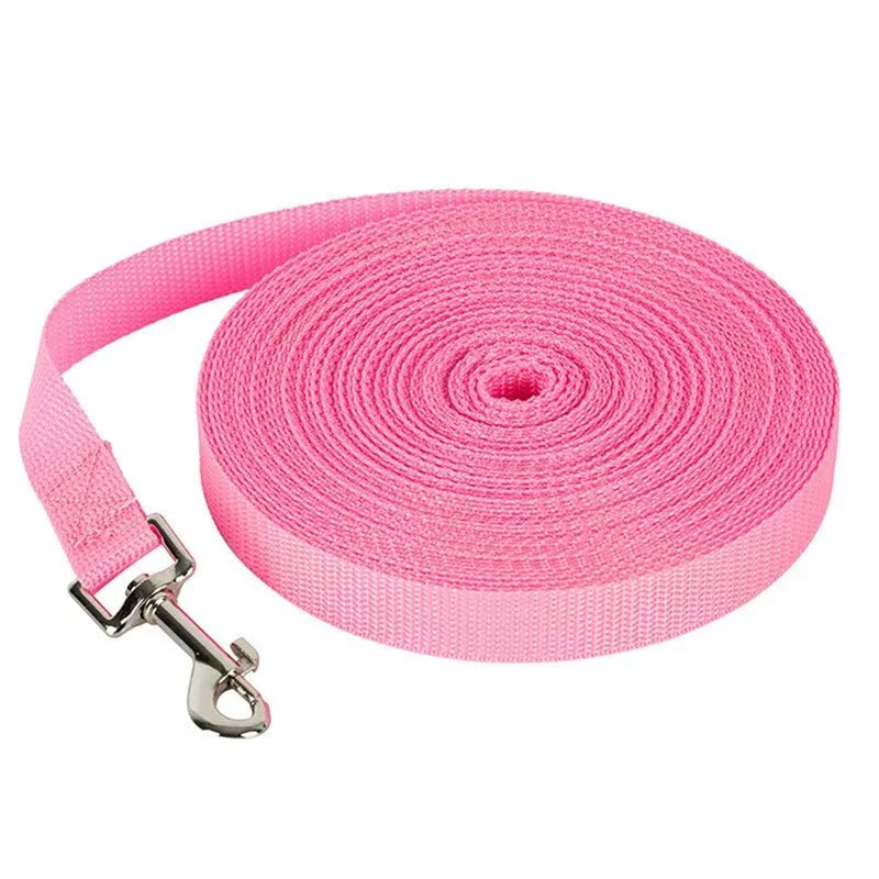 16.40 ft Nylon Dog Training Leash | Long Walking and Traction Rope Pink
