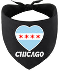 Chicago Heart Flag Pet Bandana Black