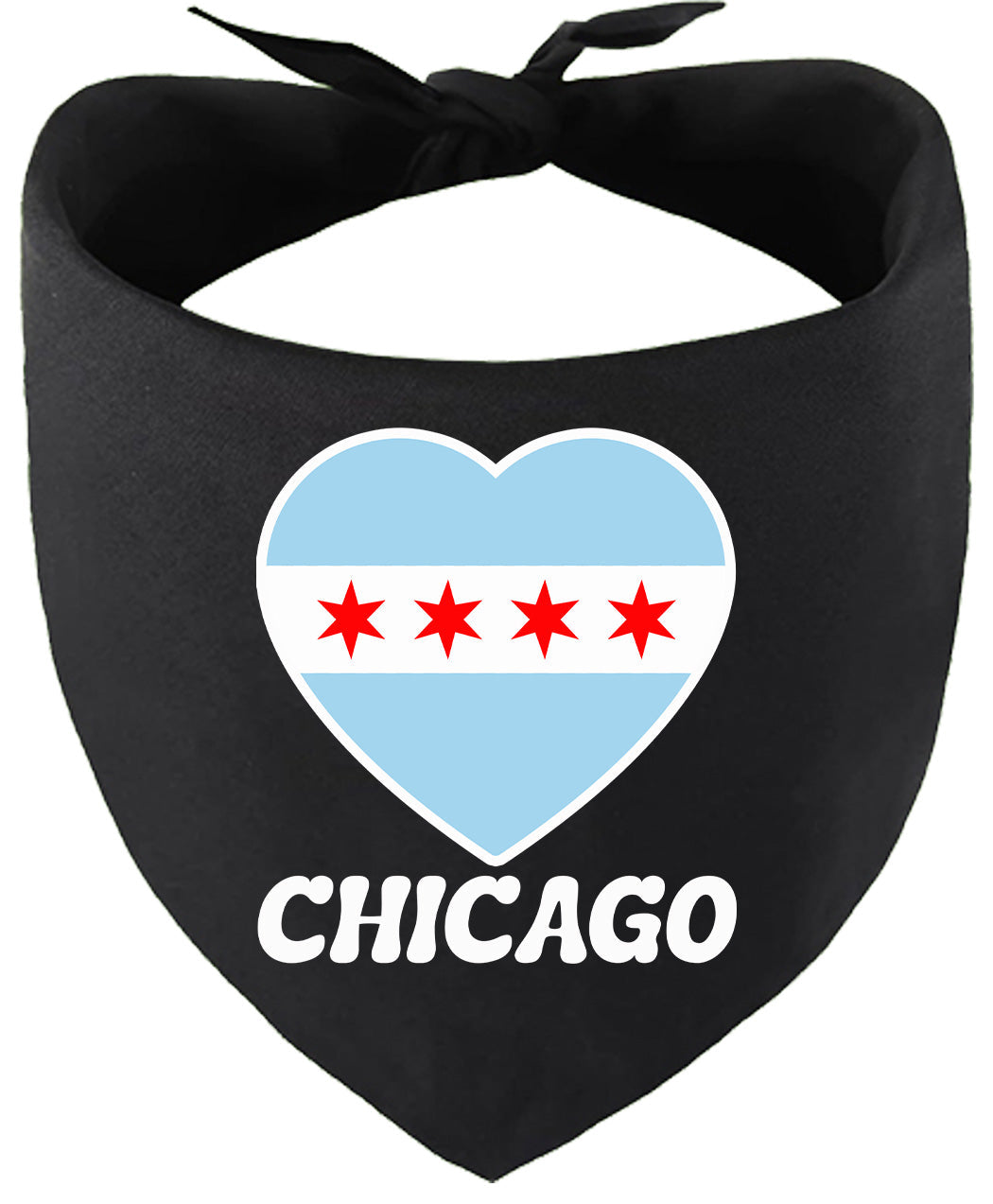 Chicago Heart Flag Pet Bandana Black