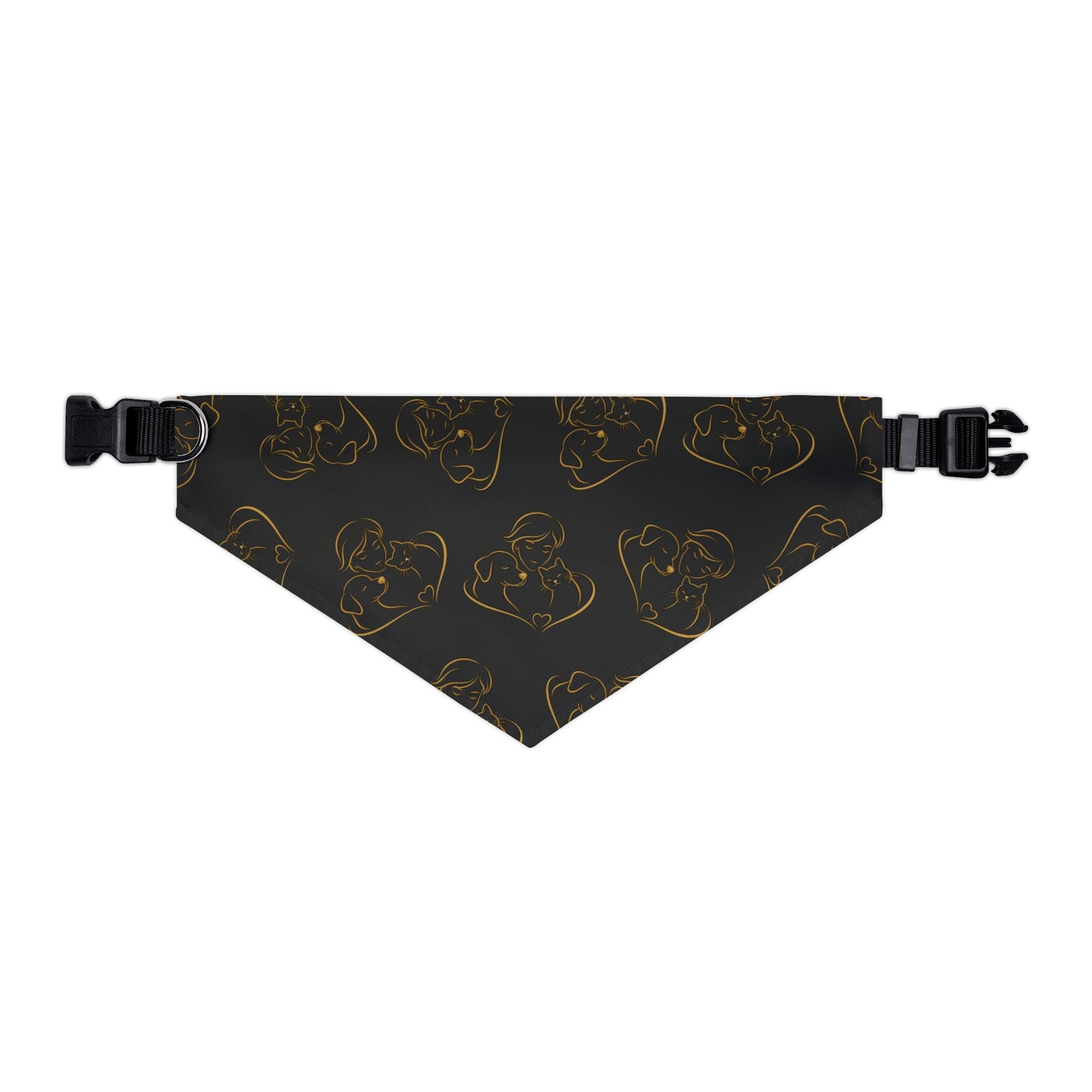 Love Line Art Dog Bandana – Person, Dog & Cat Design XL
