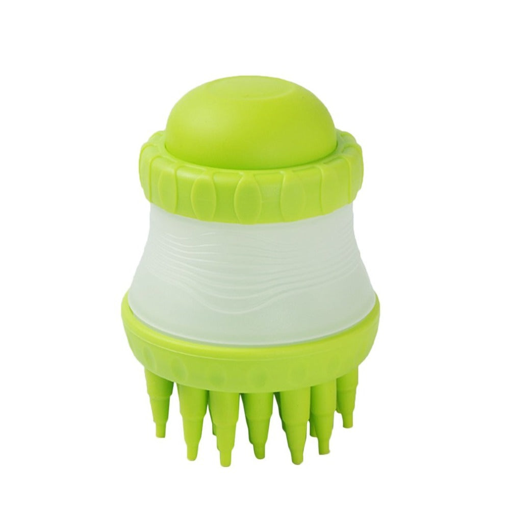 Practical Design Multifunctional Pets Scrub Buster Soft Silicone Dog Washing Brush Built-in Shampoo Reservoir Green