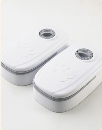 Automatic Pet Feeder Smart Food Dispenser For Cats Dogs Timer Stainless Steel Bowl Auto Dog Cat Pet Feeding Pets Supplies Grey Double meal