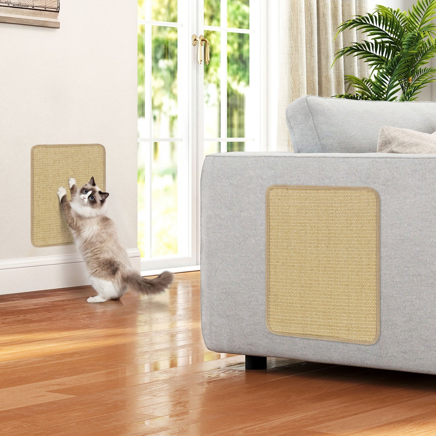 Cat Scratcher Mat Set - 6 Piece Natural Sisal Furniture Protector
