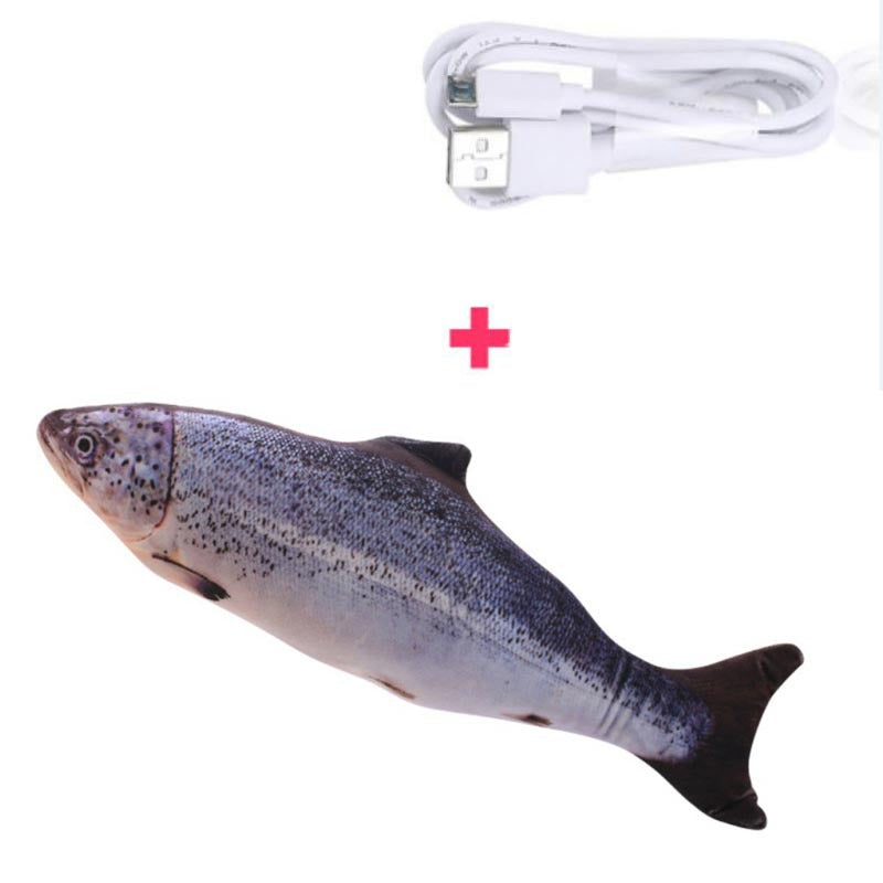 Electric Funny Cat Simulation Fish Beating Usb Jumping Cat Toy Salmon